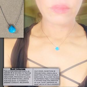 Natural Blue Turquoise on Thread Healing Necklace